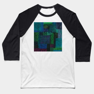 Blue Green Tree Patchwork Baseball T-Shirt